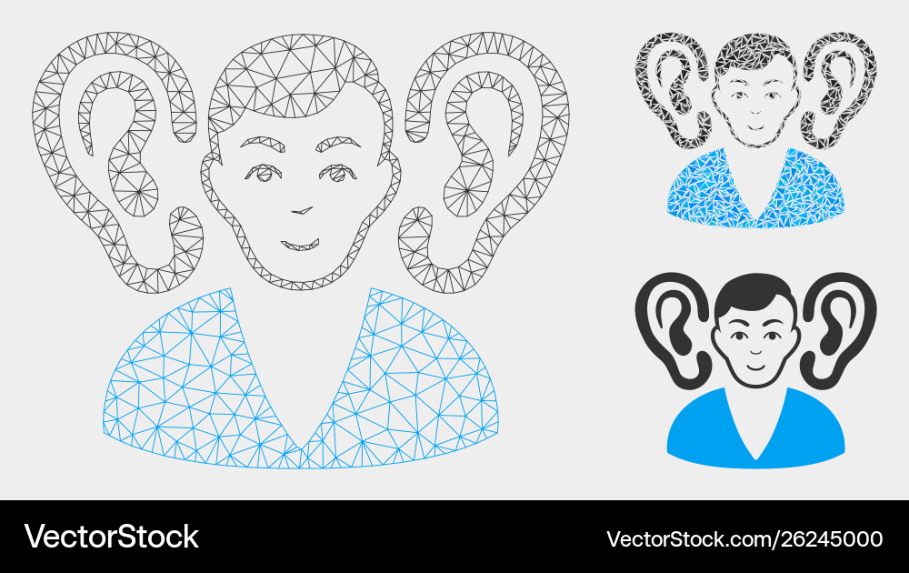 Listener mesh carcass model and triangle Listener mesh carcass model and triangle Vector Image