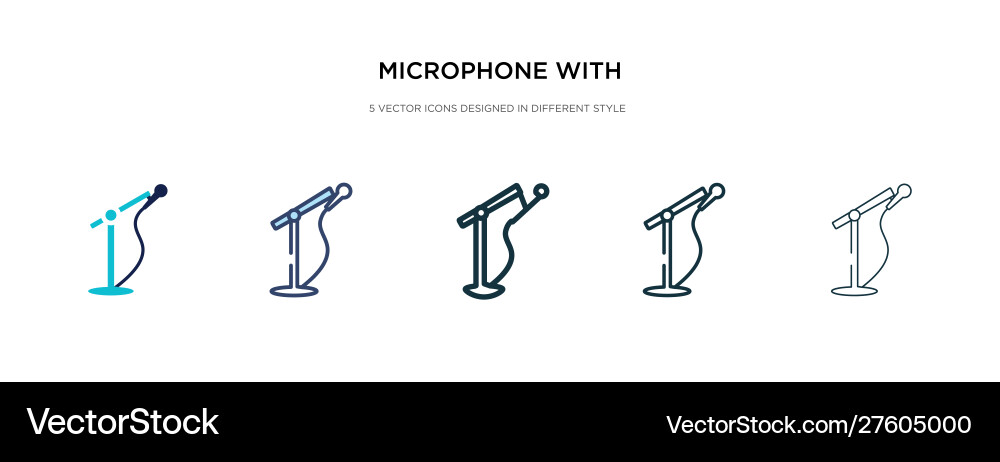 Microphone with stand icon in different style vector image