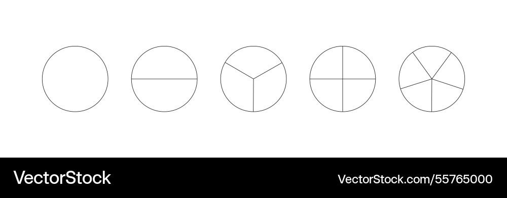 Pie chart template from 1 to 5 segmented charts Pie chart template from 1 to 5 segmented charts vector image