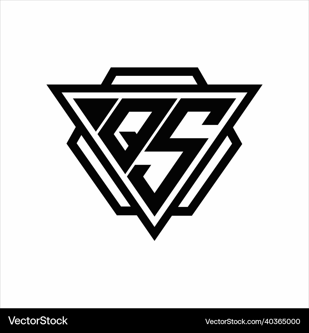 Qs logo monogram with triangle and hexagon Qs logo monogram with triangle and hexagon Vector Image