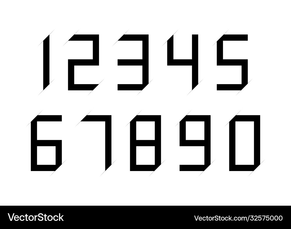 Set black numbers with shadow effect vector image