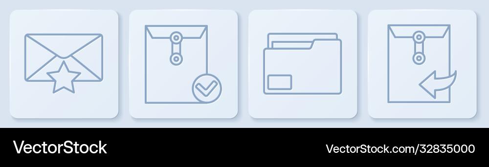 Set line envelope with star document folder Set line envelope with star document folder Vector Image