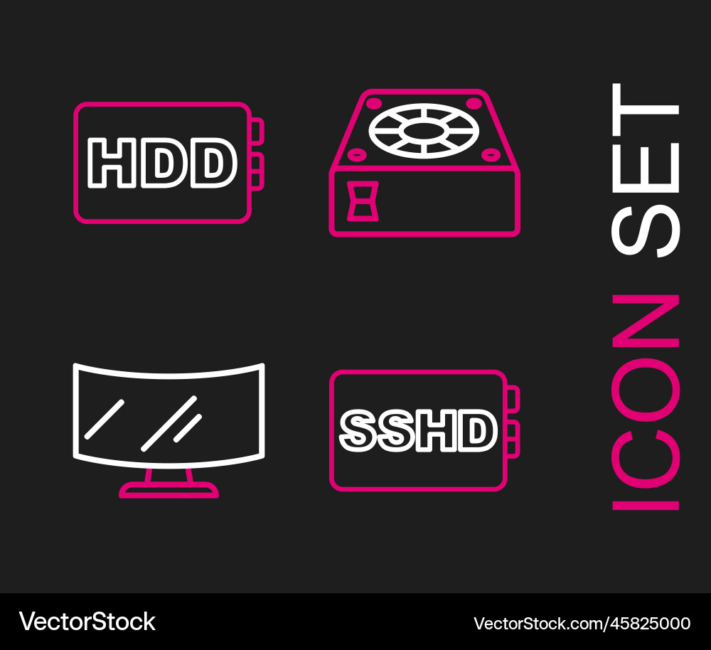 Set line sshd card computer monitor screen Set line sshd card computer monitor screen Vector Image
