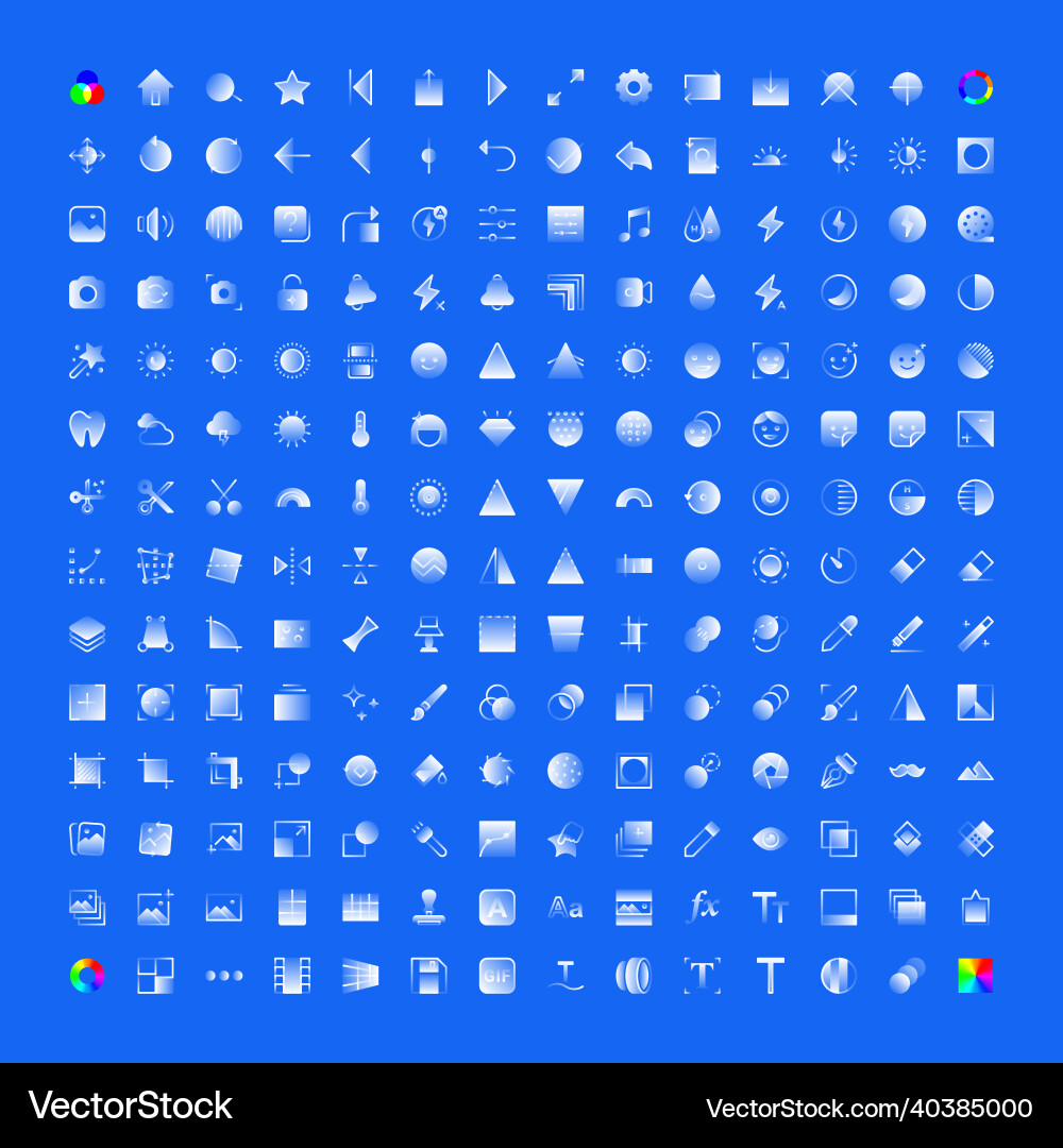 Thin line image editing icons vector image