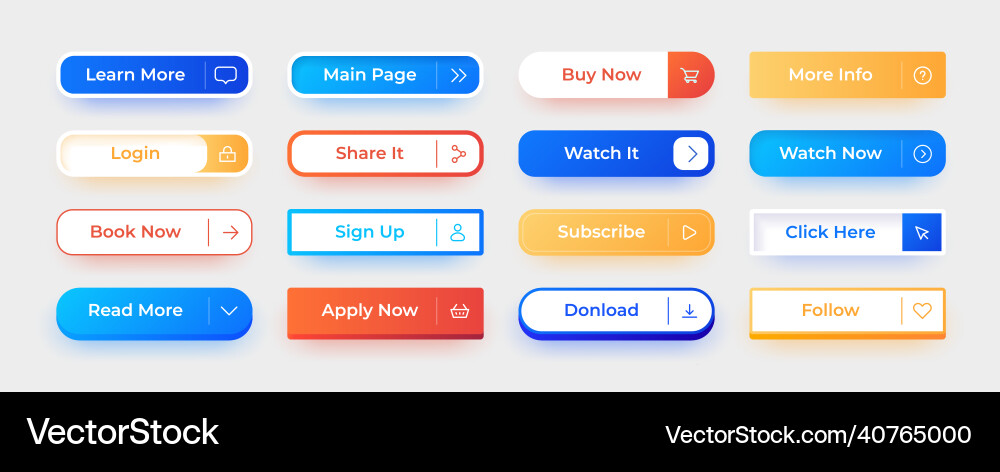 UI Button Aufruf zu Aktionselementen vektorbild