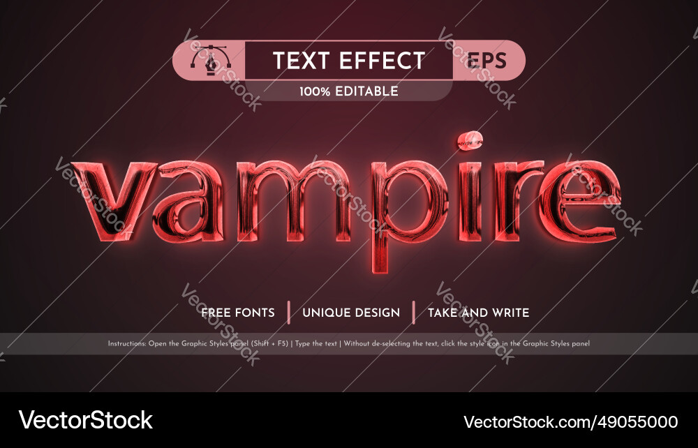Vampire - editable text effect font style Vampire - editable text effect font style vector image