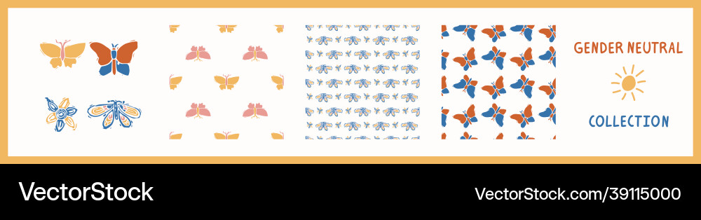 Whimsical style block print shape butterfly Whimsical style block print shape butterfly vector image