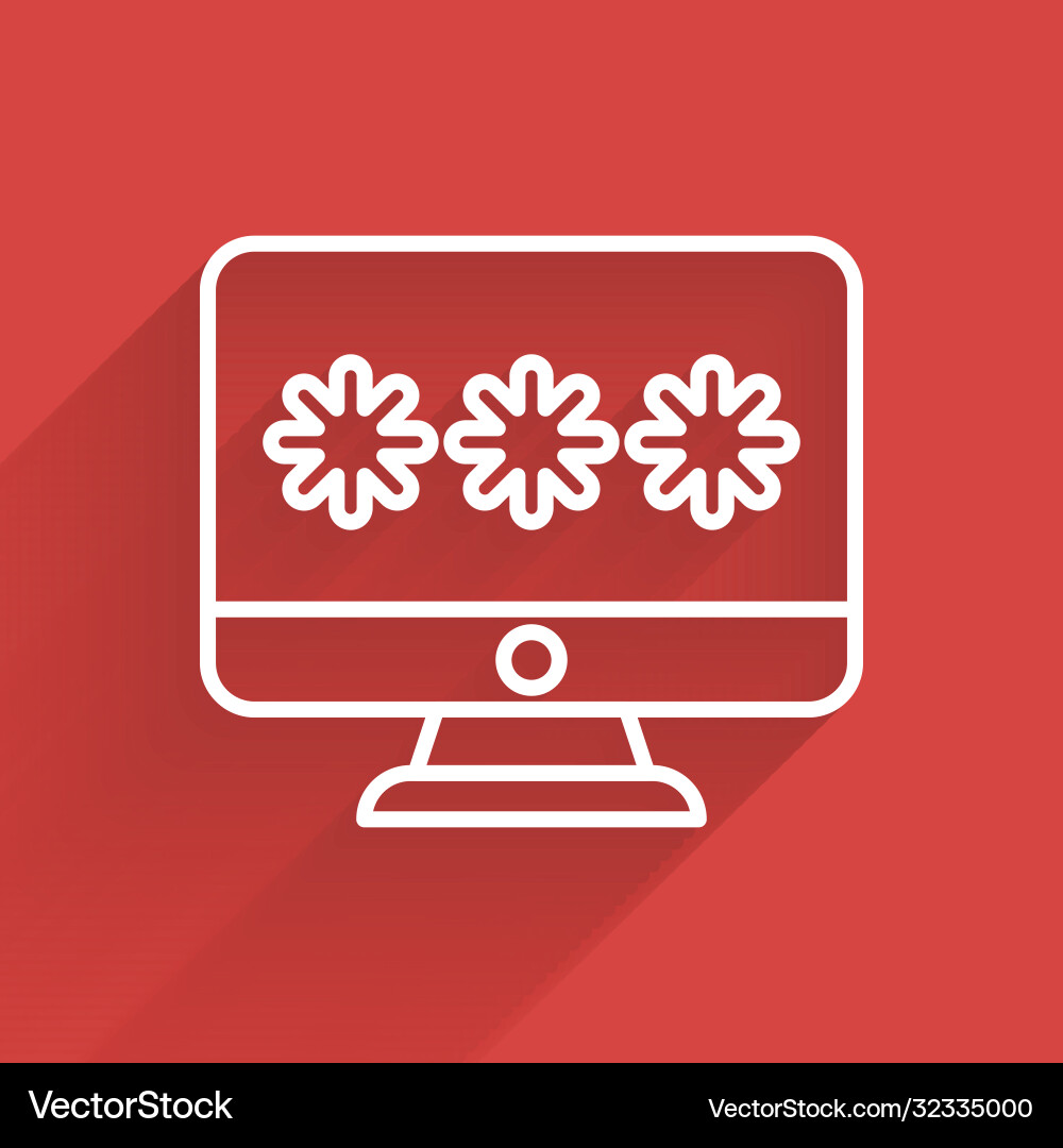 White line monitor with password notification icon Vector Image