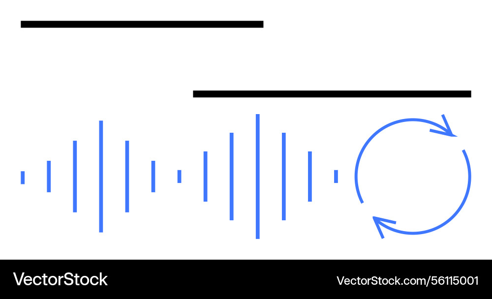 Audio waveforms with arrows representing sound Audio waveforms with arrows representing sound vector image