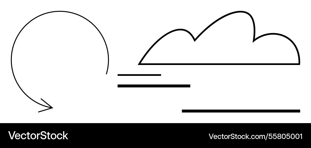 Circular arrow transitioning into clouds Circular arrow transitioning into clouds vector image