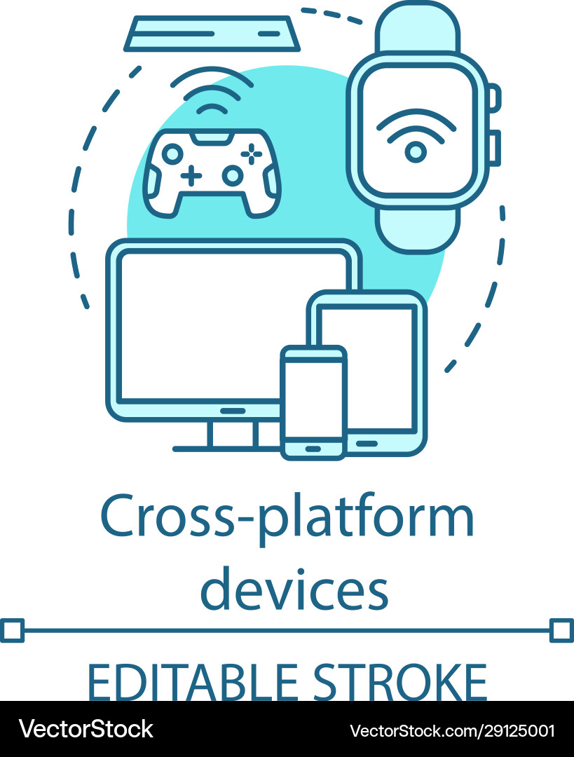 Cross platform devices connection concept icon vector image