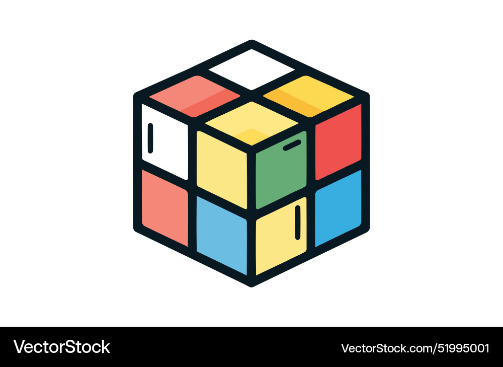 Cube color icon isolated on white background Vector Image