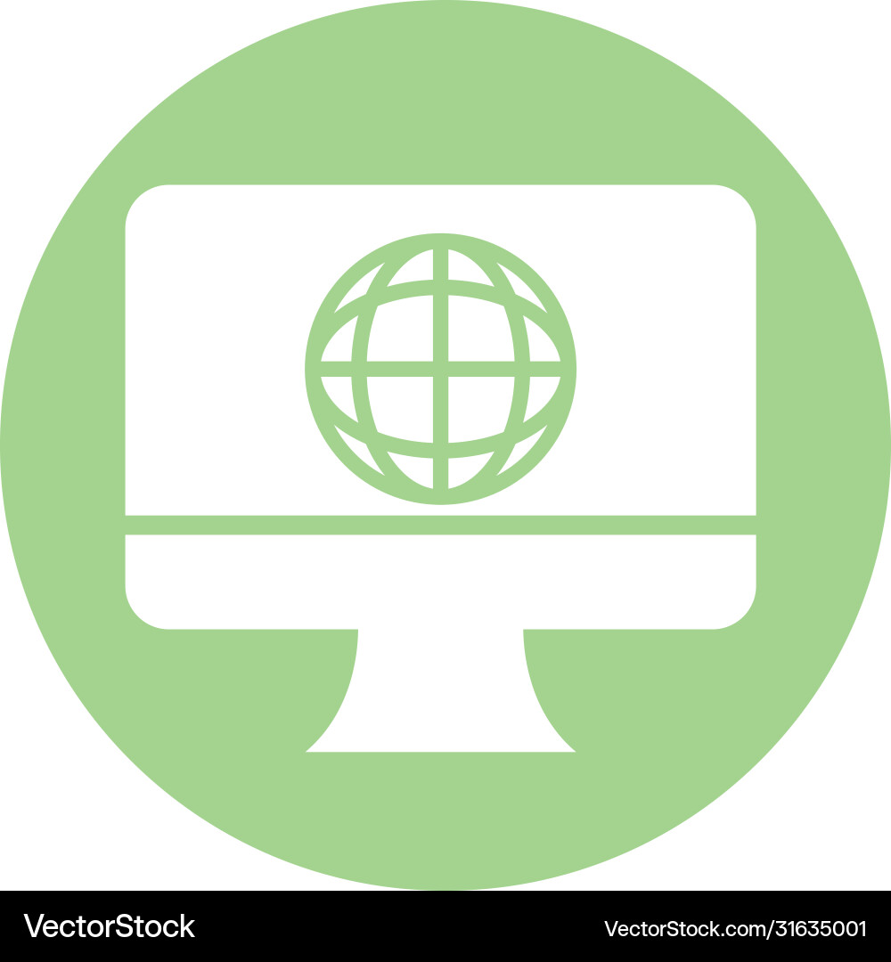 Desktop with sphere browser line style Vector Image