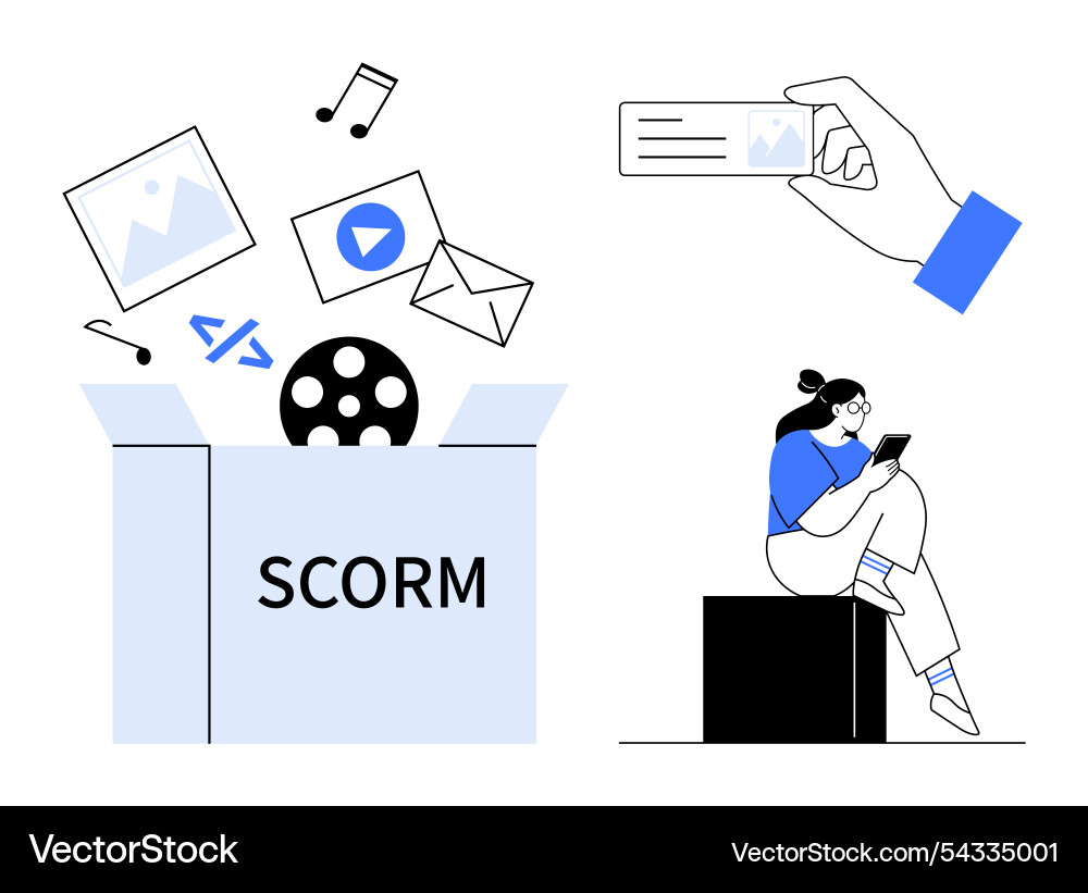 E-learning content creation and delivery Vector Image