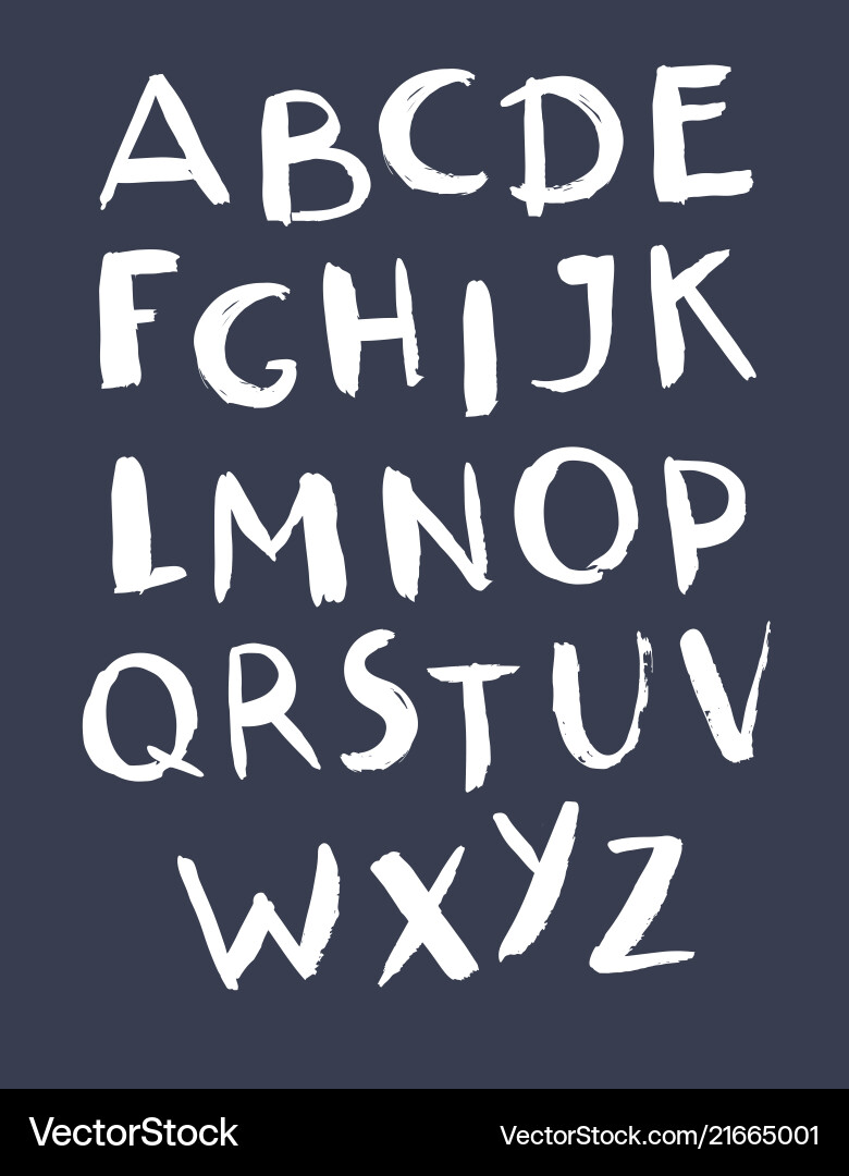 Handwritten ABC Script with Painted Letters Vector Image