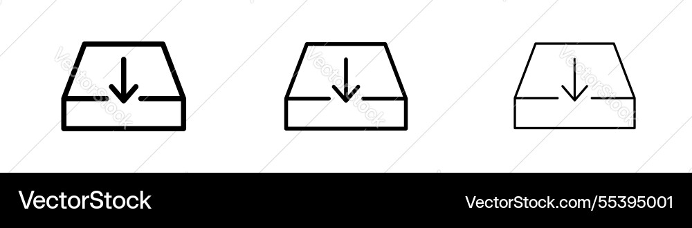 Inbox icons in three different stroke lines Inbox icons in three different stroke lines vector image