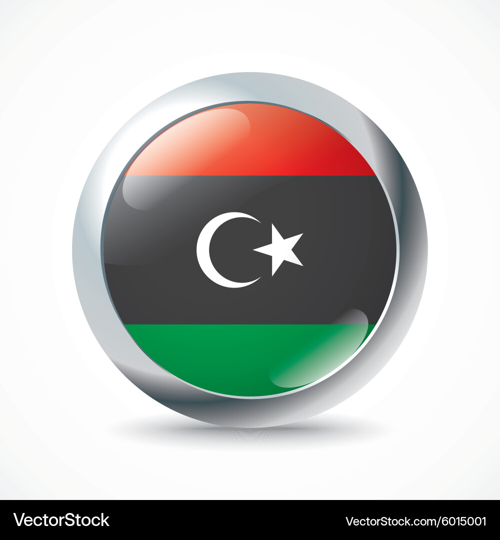 Libya flag button Vector Image