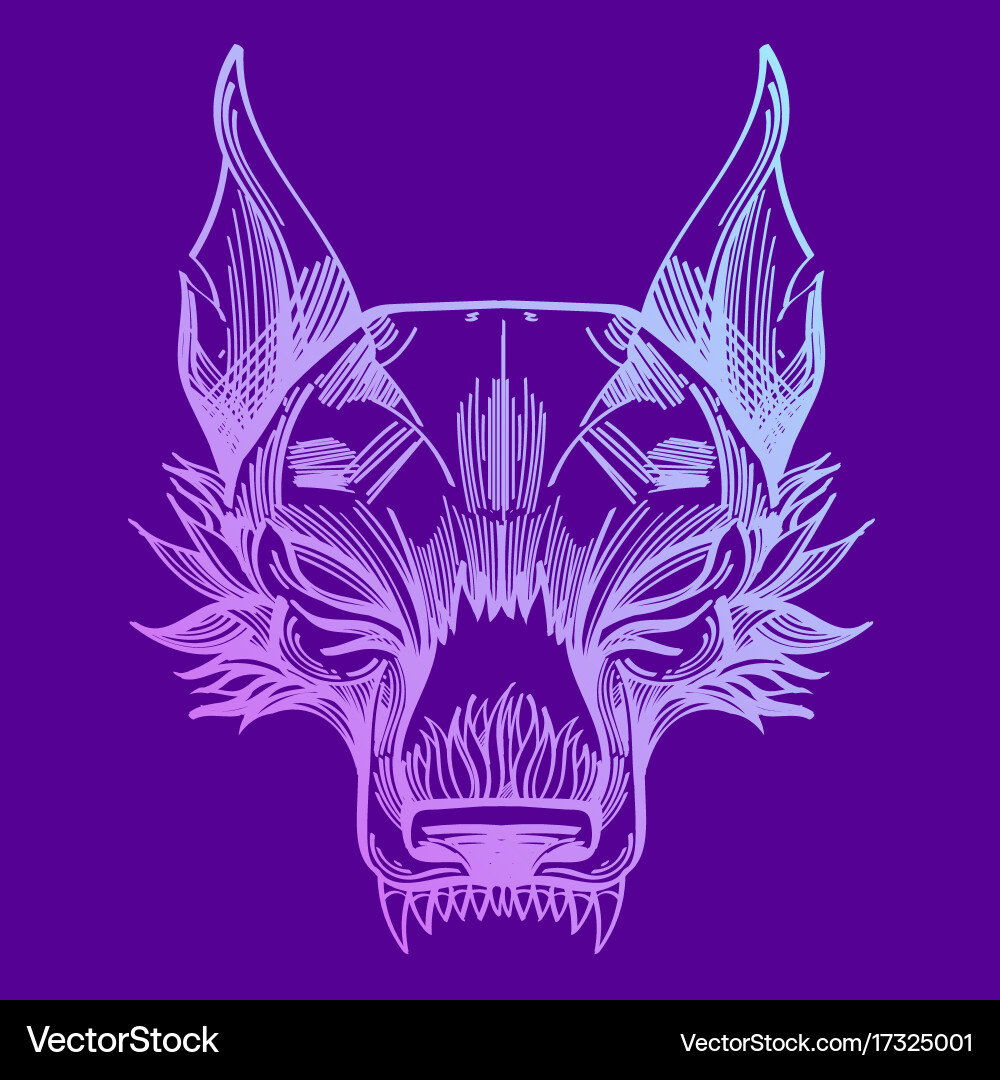Muzzle of a wolf is an for creating sketches vector image