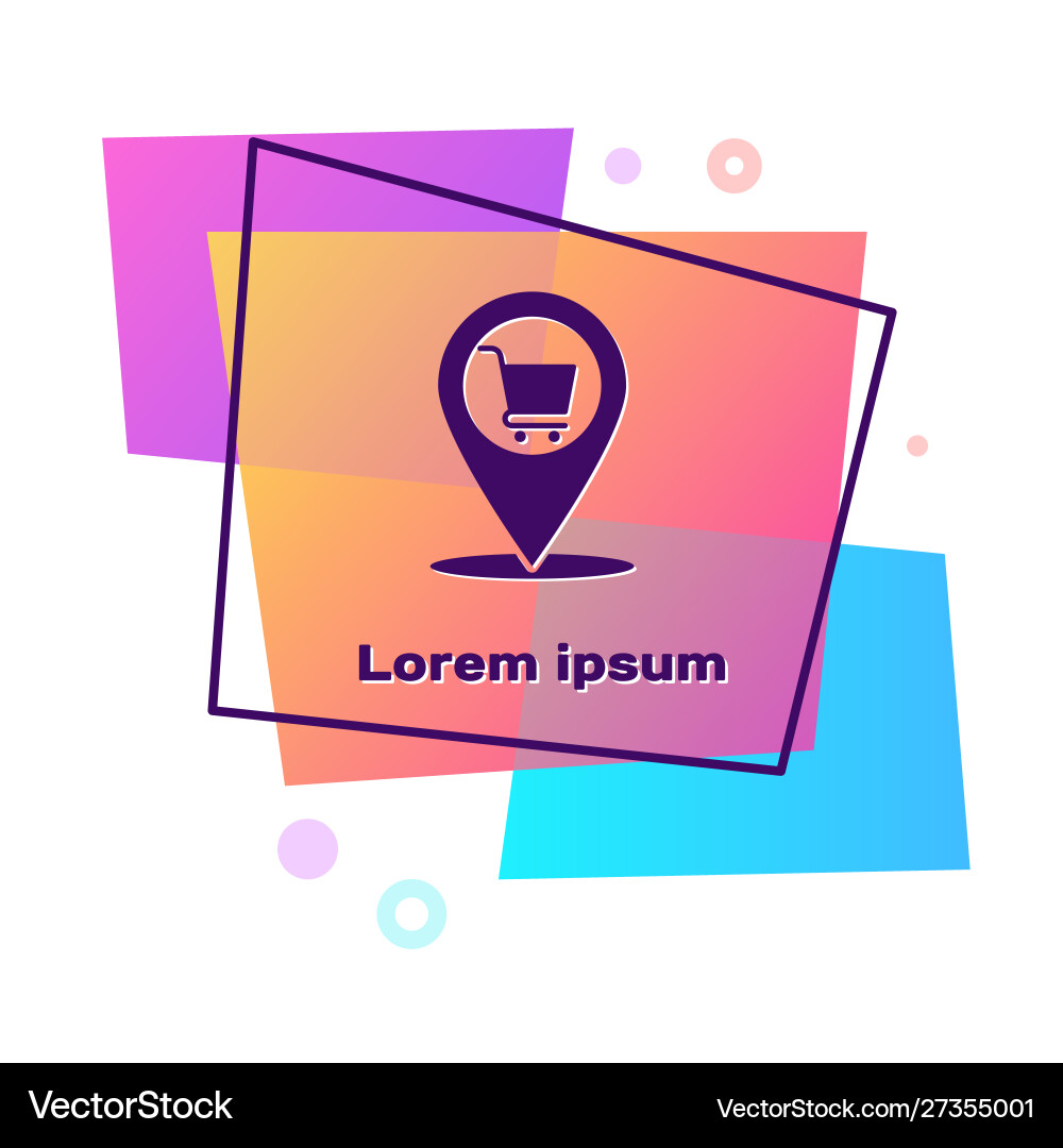 Purple map pointer with shopping cart icon Purple map pointer with shopping cart icon Vector Image