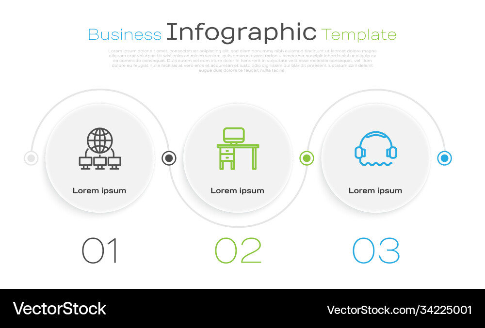 Set line computer network monitor and desk Set line computer network monitor and desk vector image