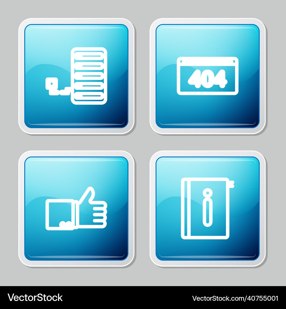 Set line server page with a 404 error hand thumb Set line server page with a 404 error hand thumb vector image