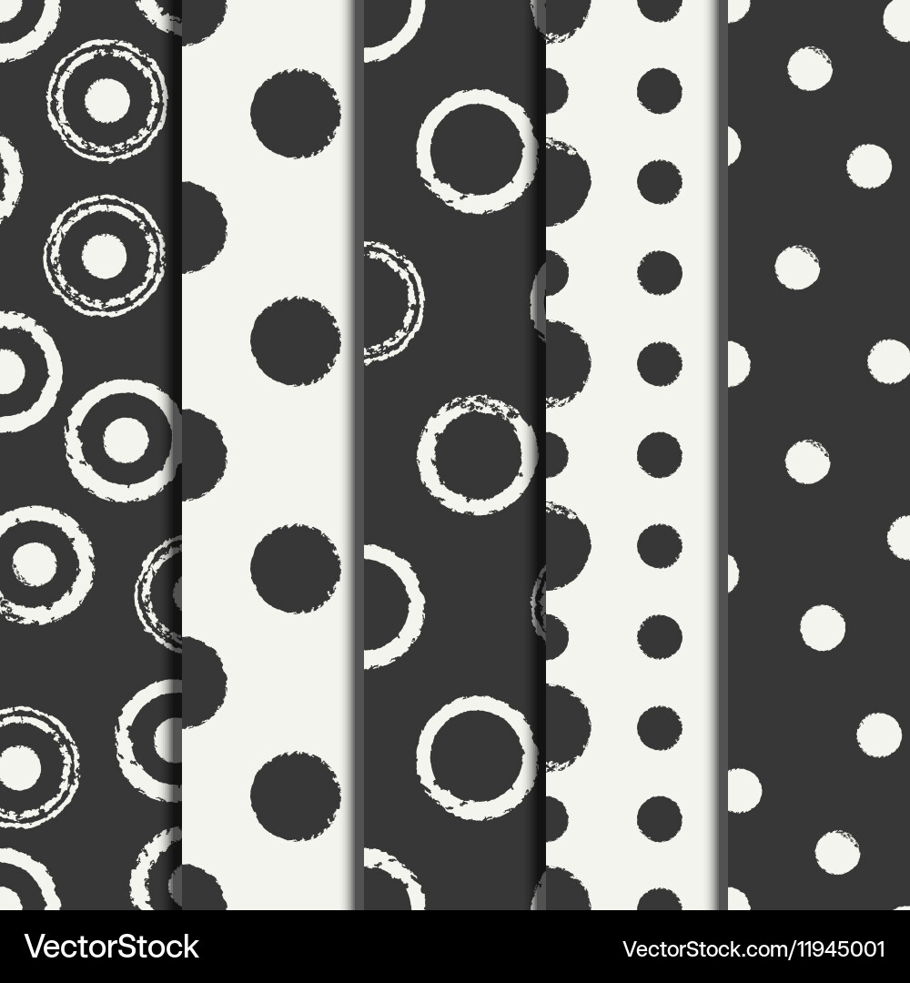 Set of hand drawn seamless pattern with black Vector Image