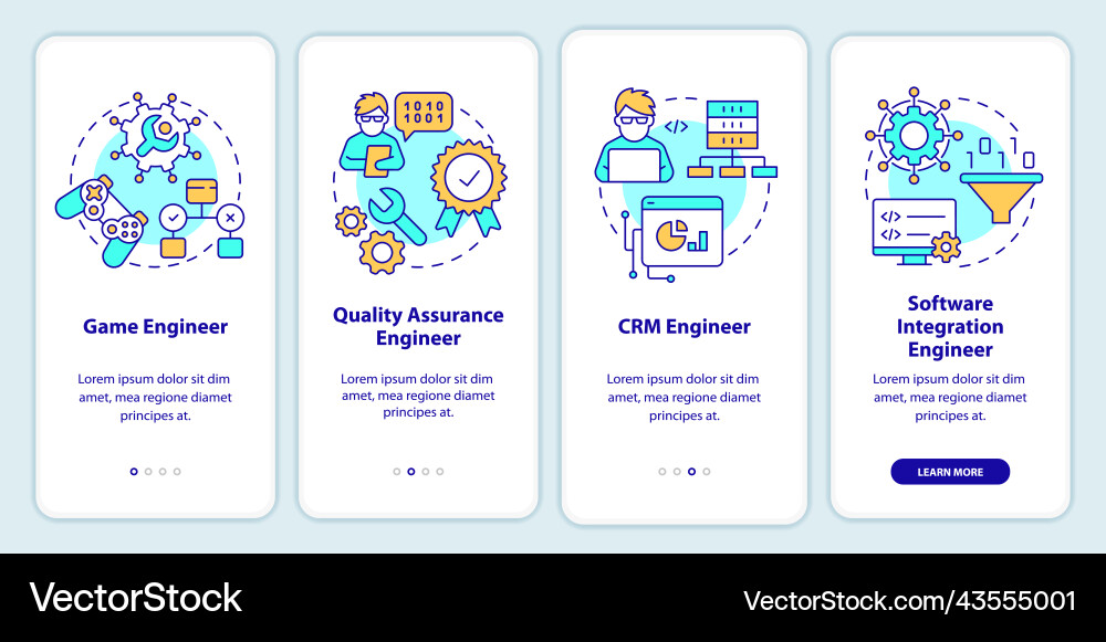 Software engineer paths onboarding mobile app Software engineer paths onboarding mobile app vector image