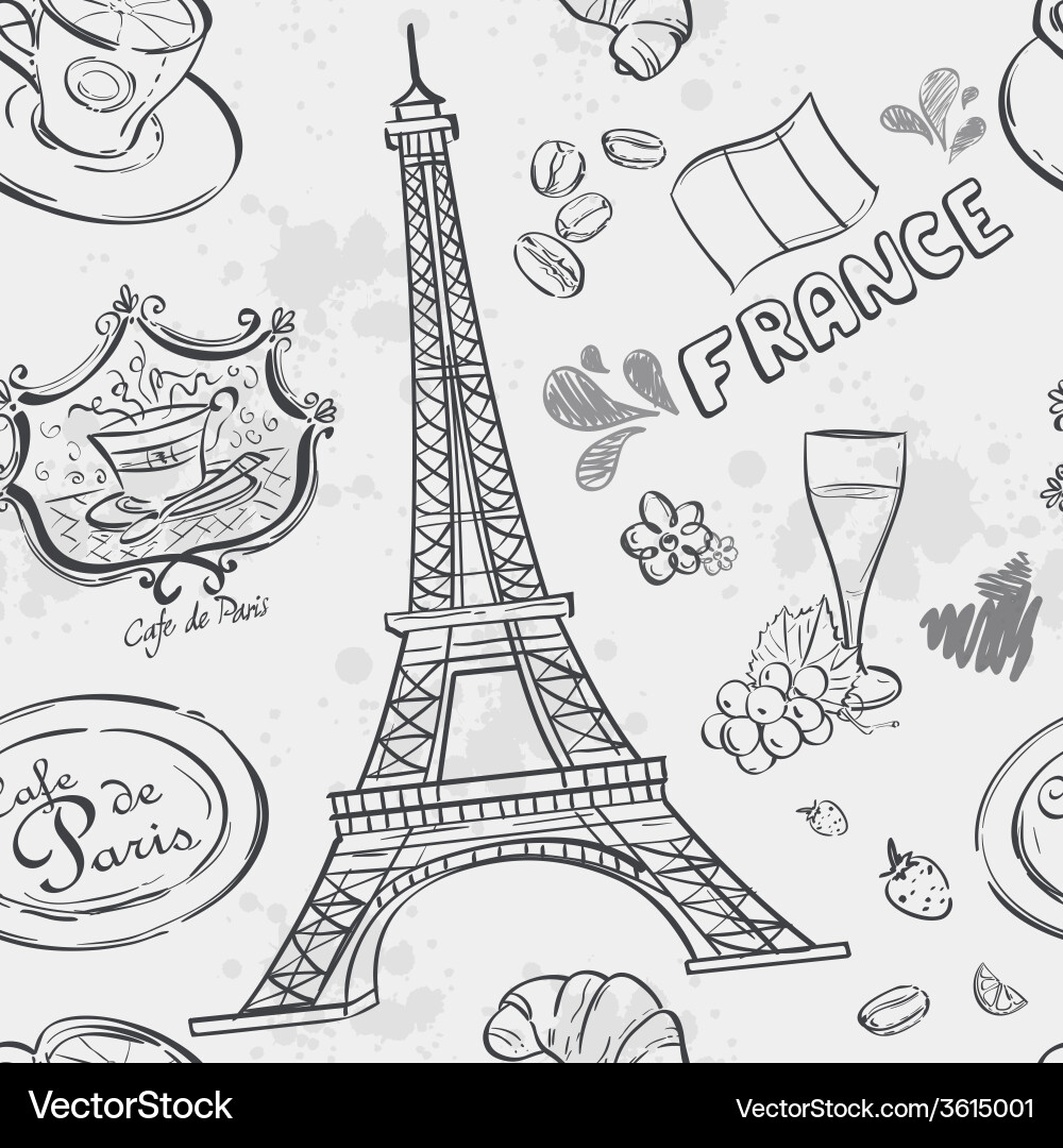 Texture with the image of eiffel tower vector image