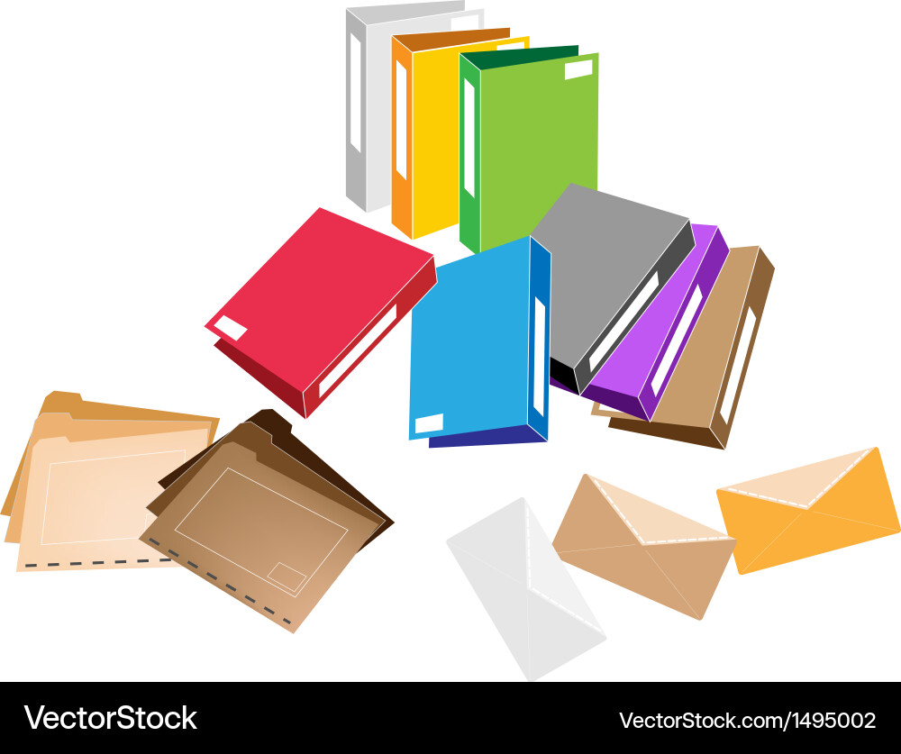 A set of office folder and close envelope vector image
