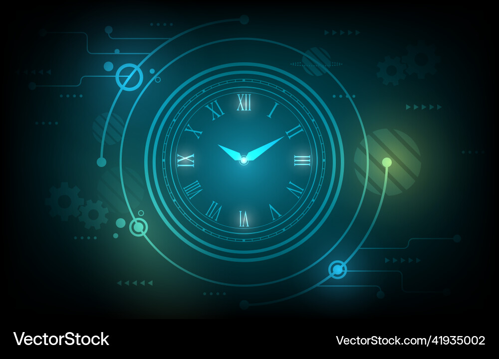 Abstract futuristic technology with clock Vector Image