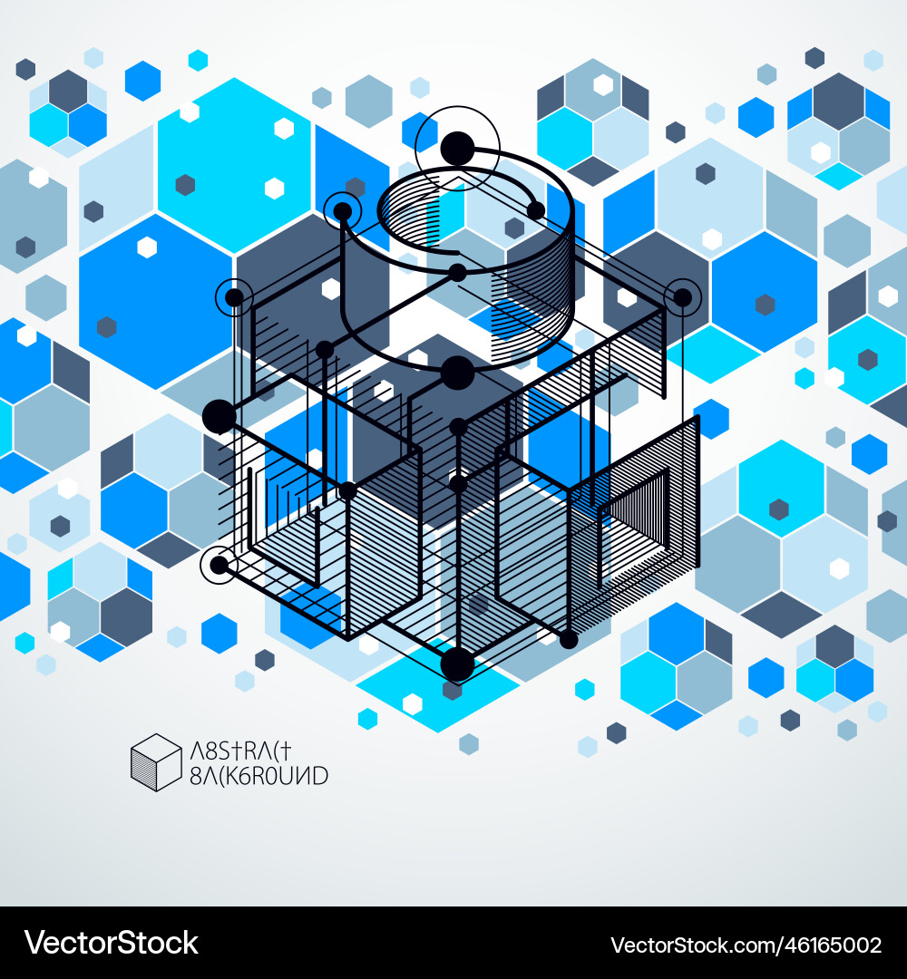 Abstract geometric 3d cube pattern and blue Abstract geometric 3d cube pattern and blue vector image