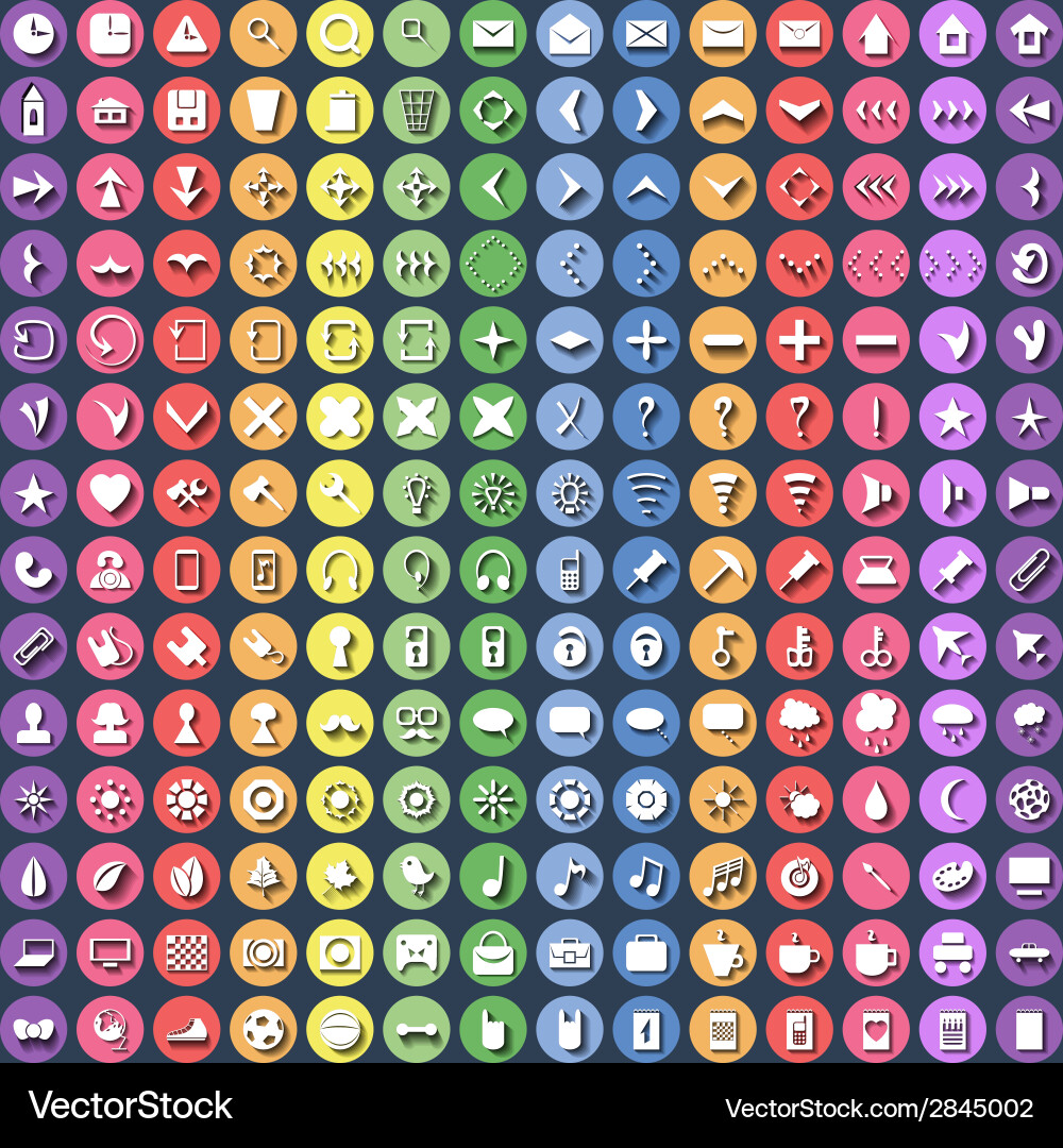 Basic round flat icons set collection for web vector image