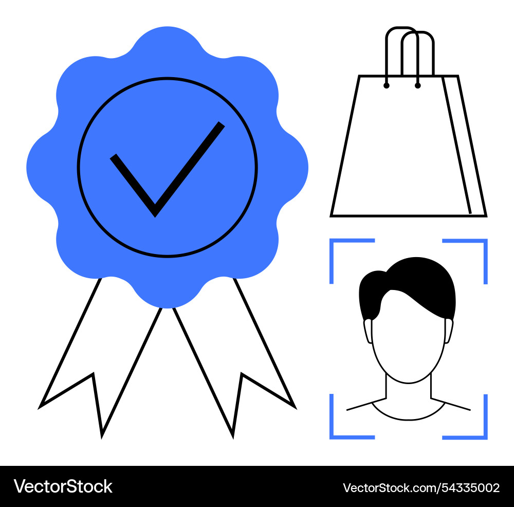 Blue quality badge with check mark simple vector image