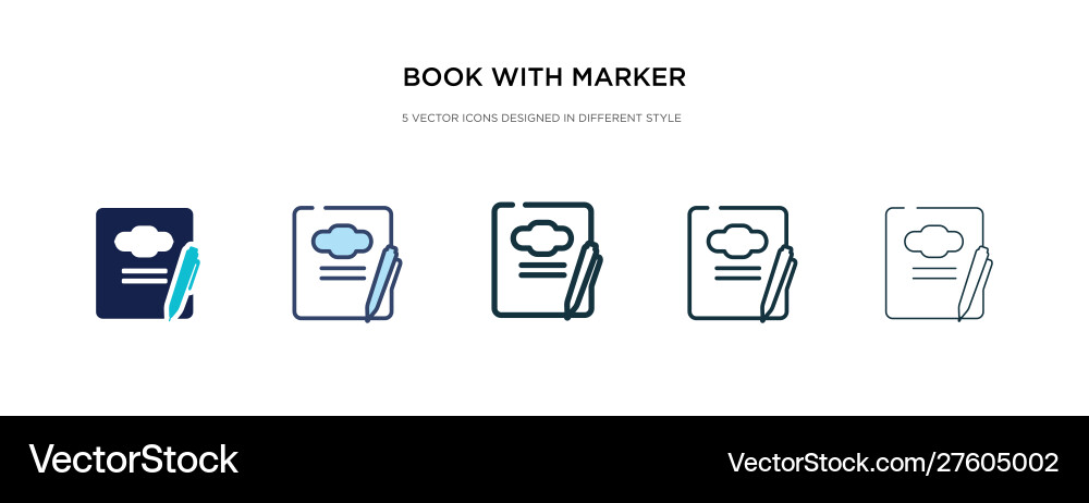 Book with marker icon in different style two vector image