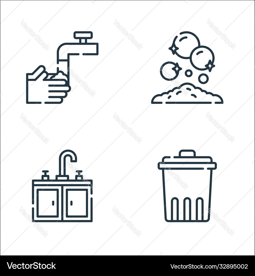 Cleaning line icons linear set quality Cleaning line icons linear set quality vector image