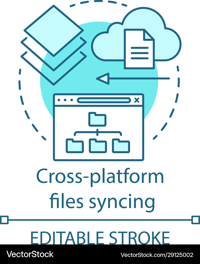 Cross-Plattform-Dateien-Synchronisations-Konzept-Symbol Cross-Plattform-Dateien-Synchronisations-Konzept-Symbol vektorbild