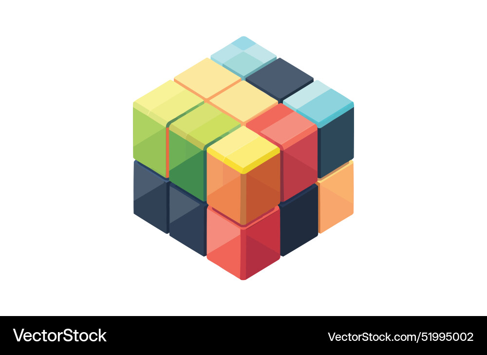 Cube color icon isolated on white background Vector Image