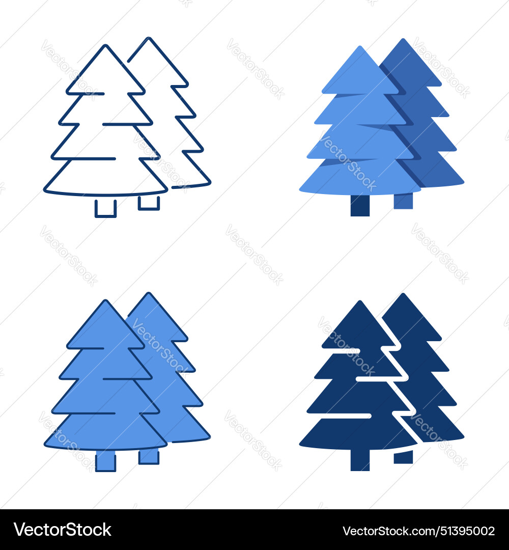 Fir tree icon set in flat and line style Fir tree icon set in flat and line style Vector Image