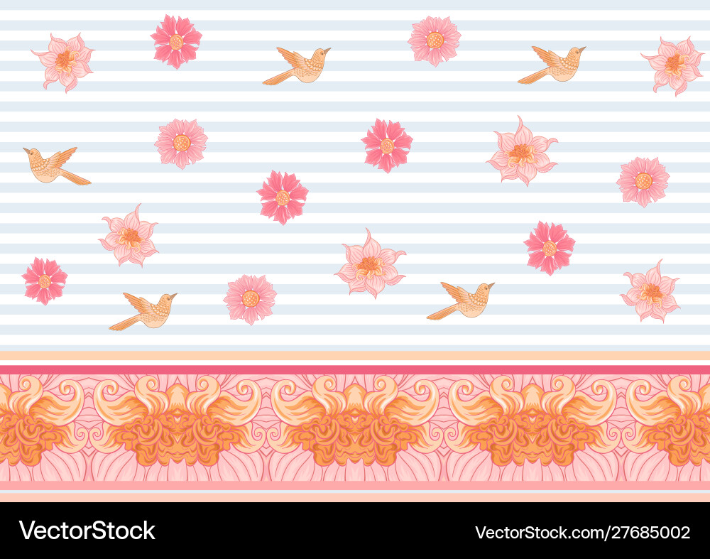 Floral seamless pattern background with bird Vector Image