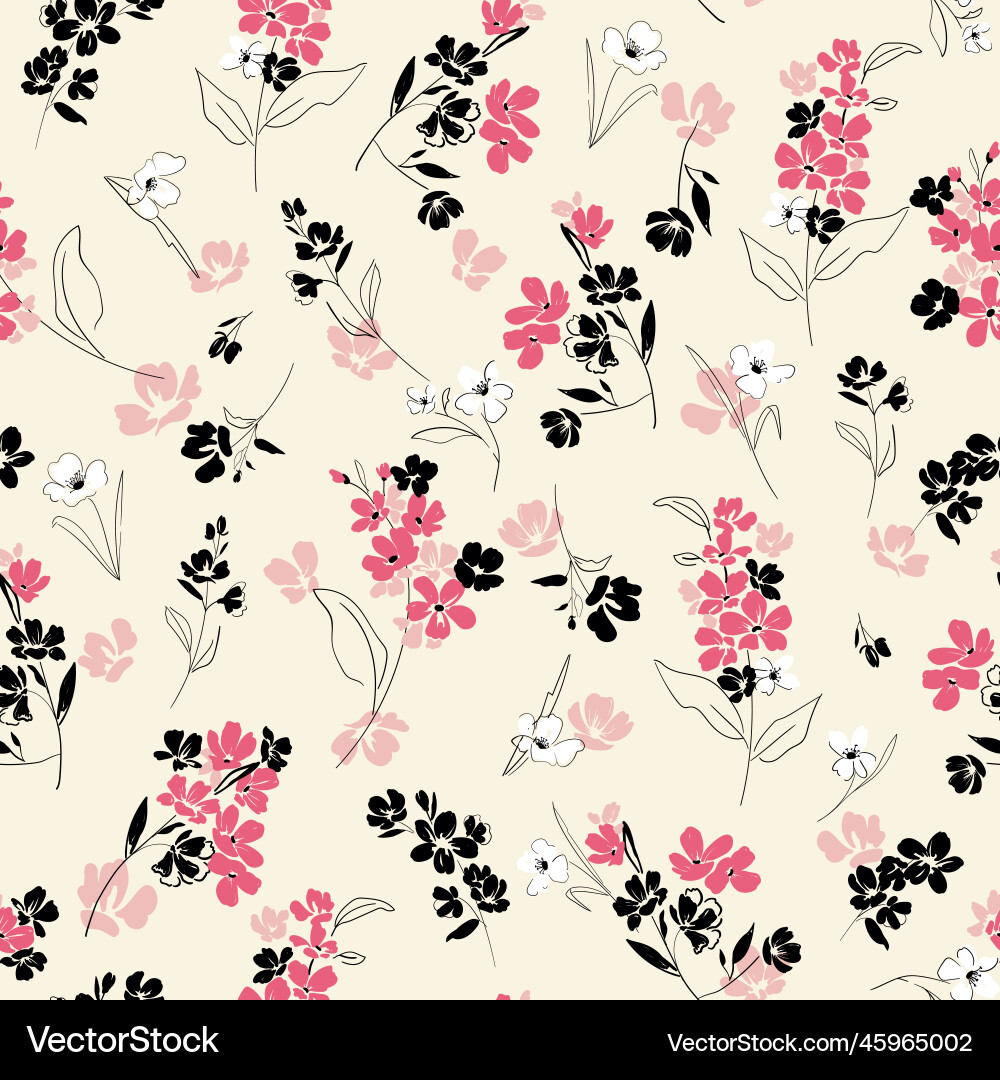 Floral Sketch Pattern Vector Image