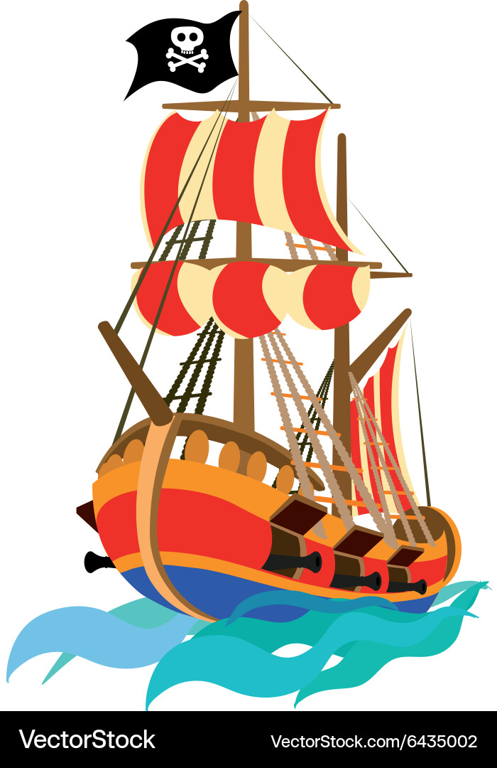 Funny pirate ship Royalty Free Vector Image - VectorStock