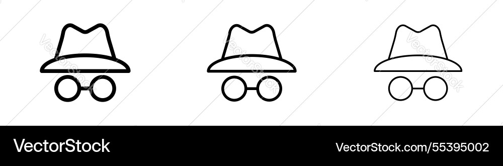 Incognito icons in three different stroke lines Incognito icons in three different stroke lines vector image