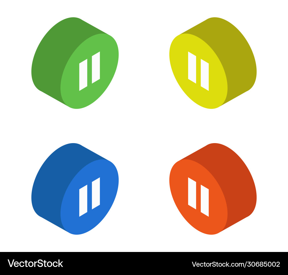 Isometric pause button icon in on white background Vector Image