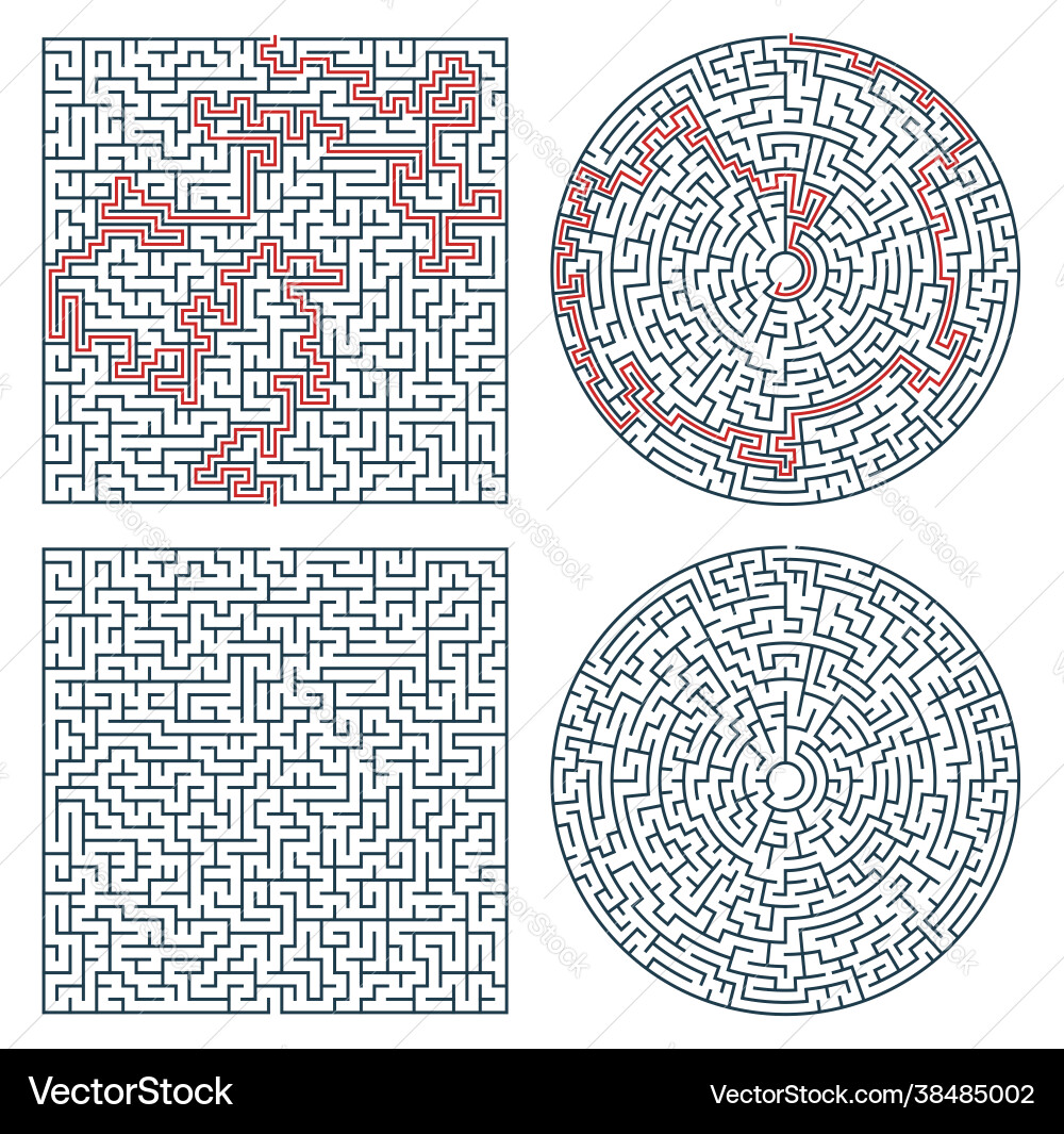 Labyrinth Maze Puzzle - Red Path vector image