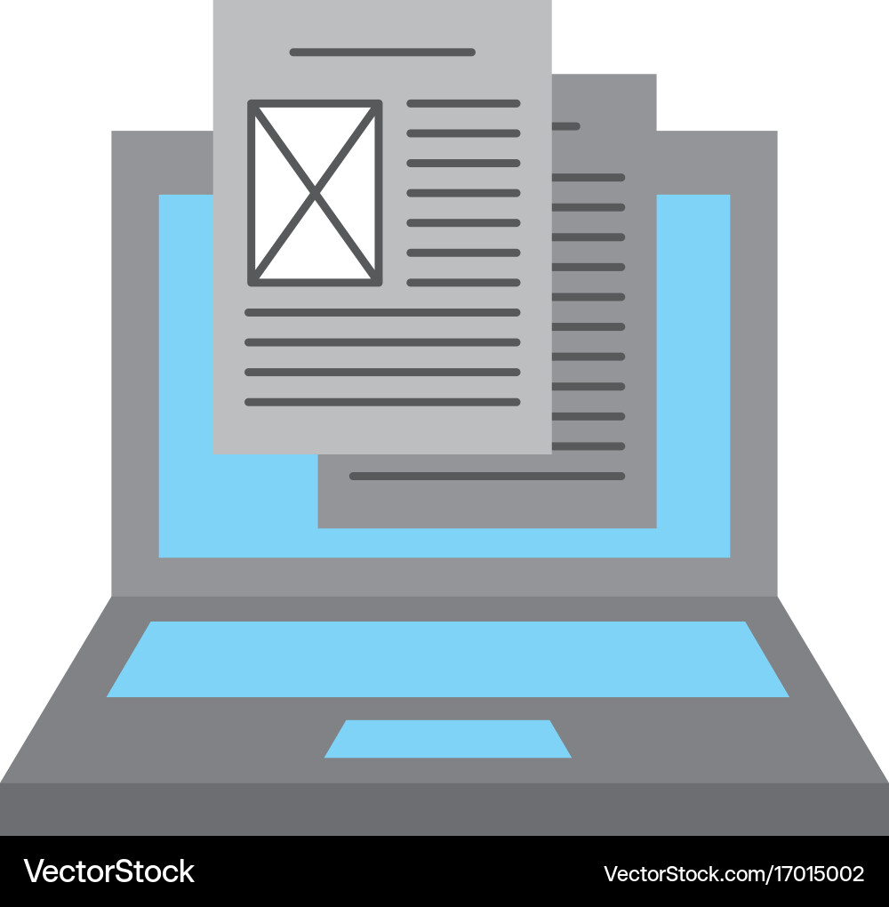 Laptop computer with documents vector image