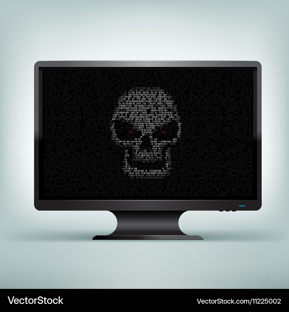 Monitor code skull vector image