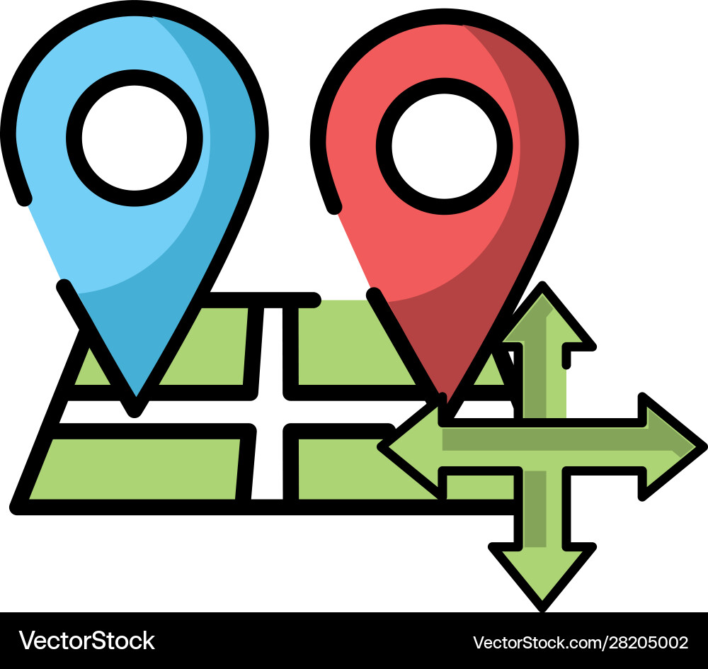 Paper map guide with pins location icon vector image
