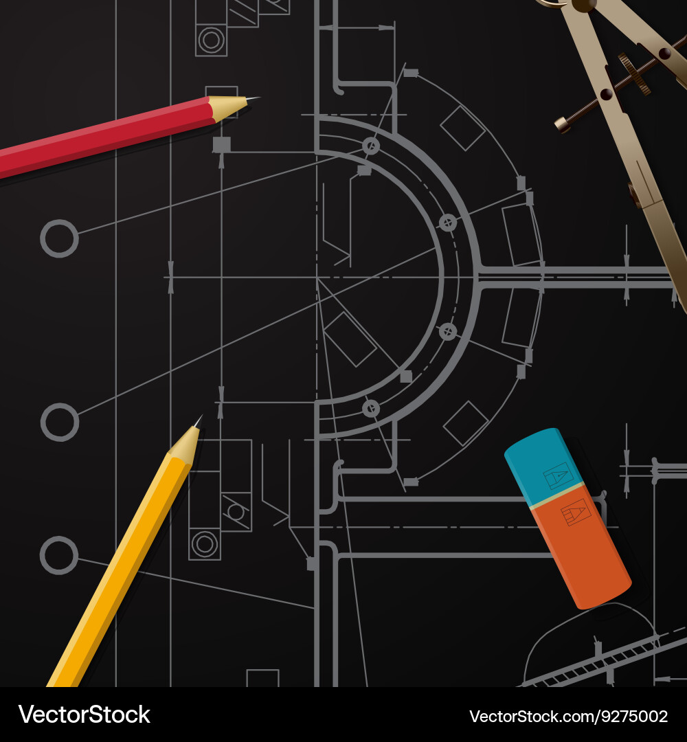 Technical blueprint of mechanism Vector Image