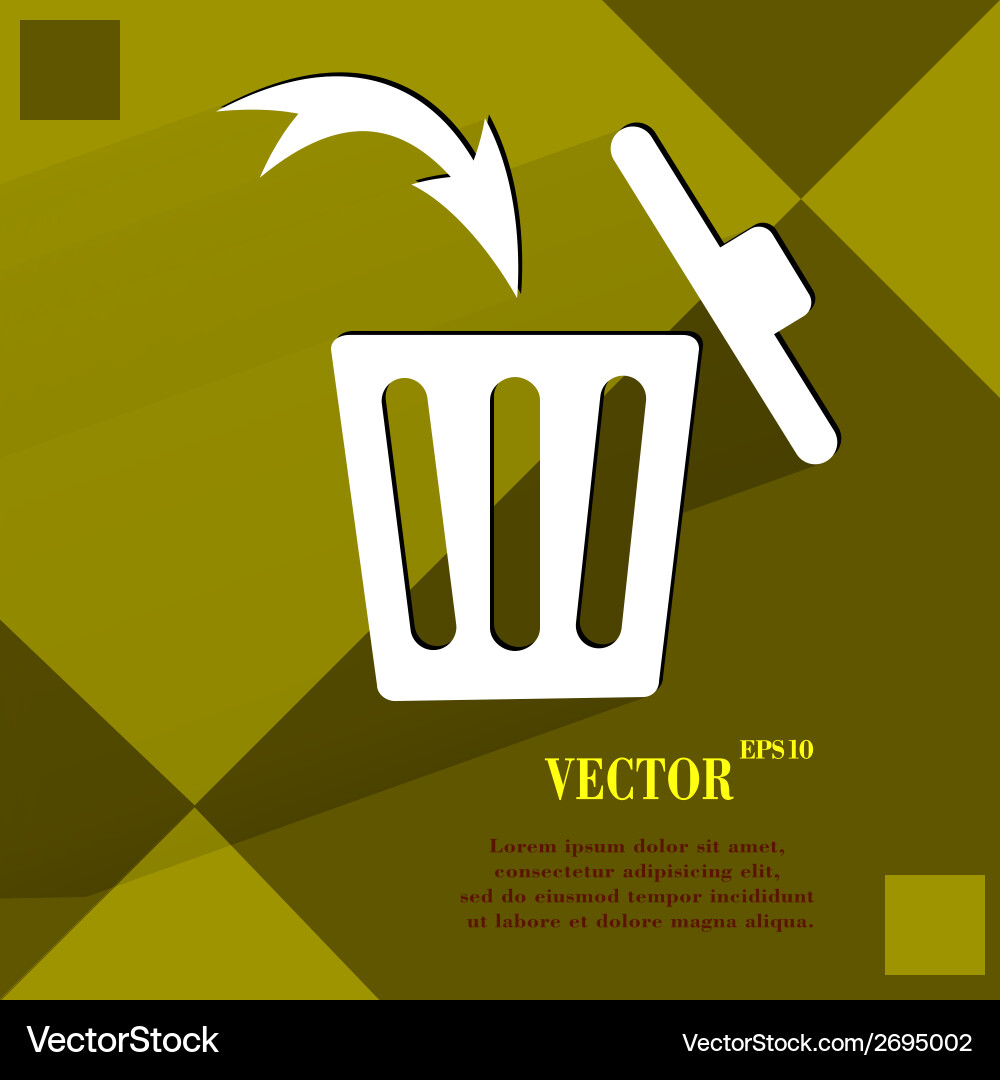 Trash bin flat modern web button vector image
