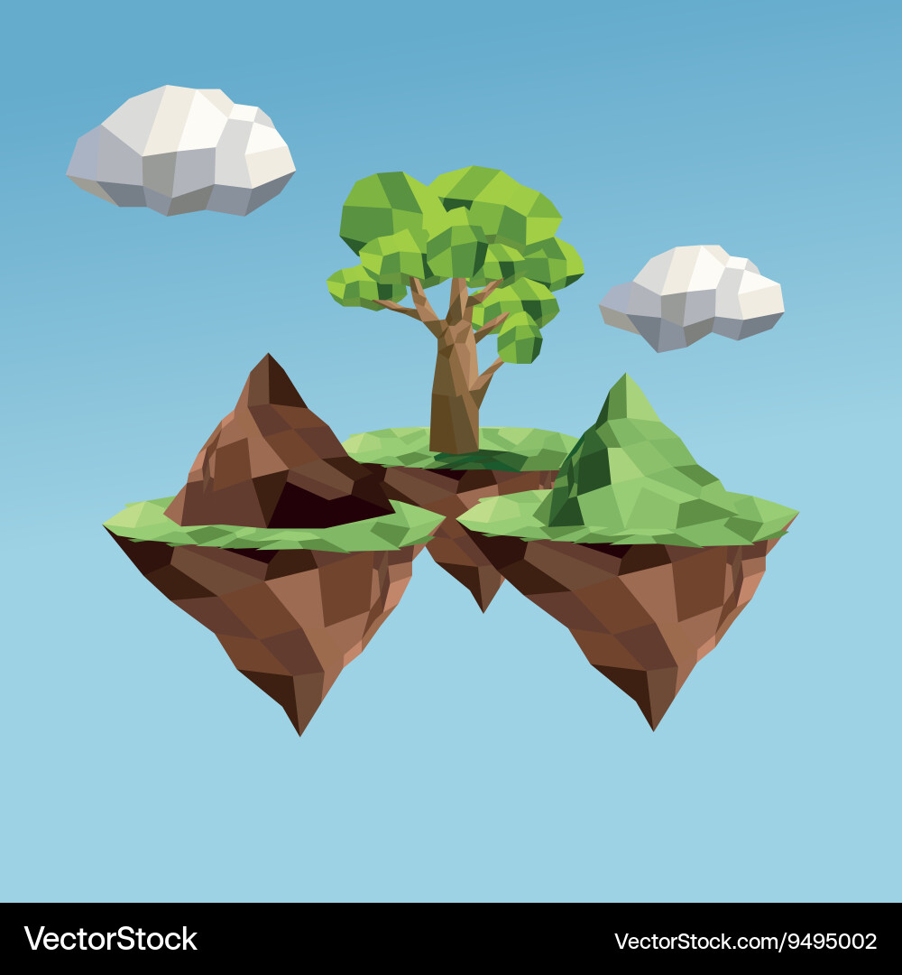 Tree and cloud icon polygonal image Vector Image